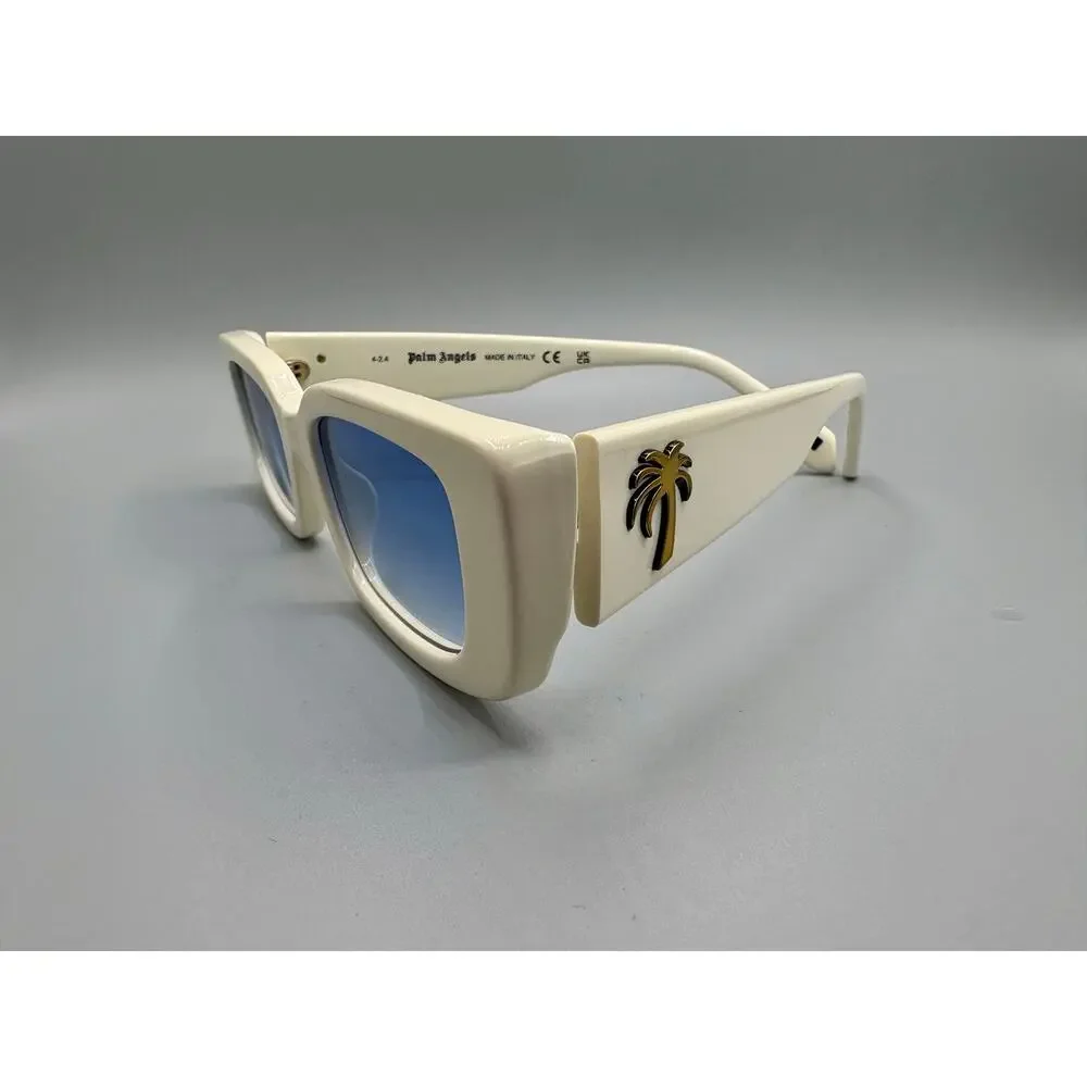 NIB Palm Angels Sunglasses - White Frame, Gradient Blue Lens - Picture 5 of 8